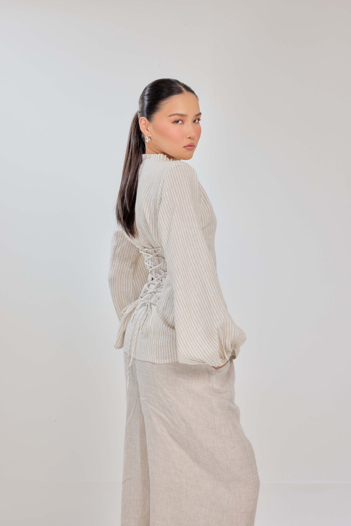 05 - Natural Stripes - Grand Tralala Pure Linen Shirt With Mother Of Pearl Buttons