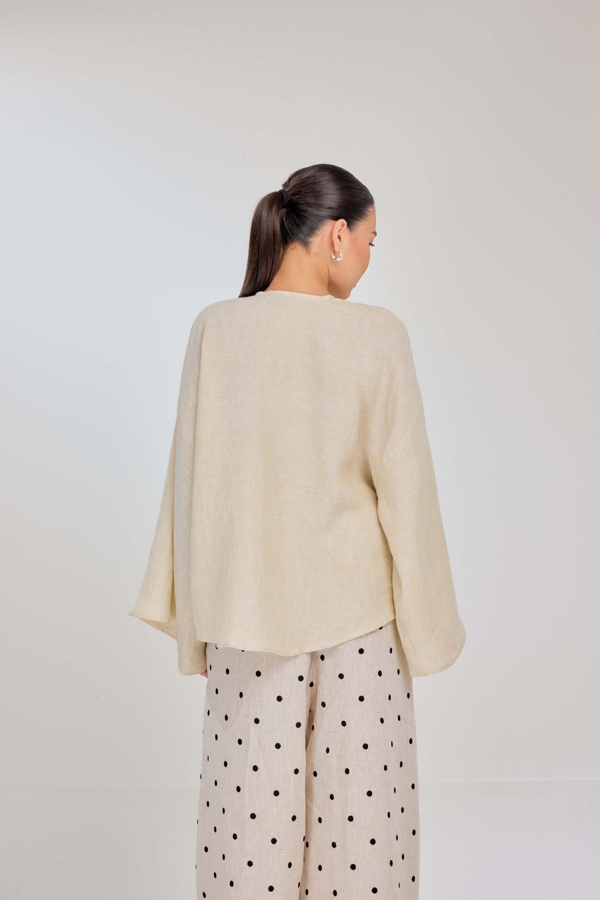 01 - Custard Cream - Mélange Pure Linen Wrap Top
