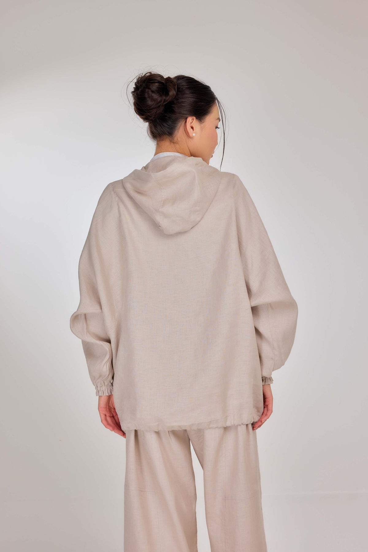 09 - Sand Nude - Pure Hemp Linen Button-Up Hooded Jacket