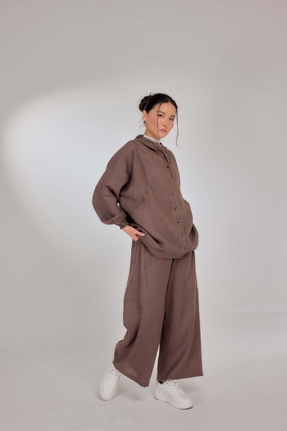10 - Earth - Pure Hemp Linen Button-Up Hooded Jacket