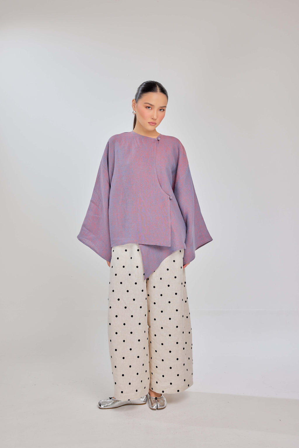 06 - Cosmic Dreams - Mélange Pure Linen Wrap Top