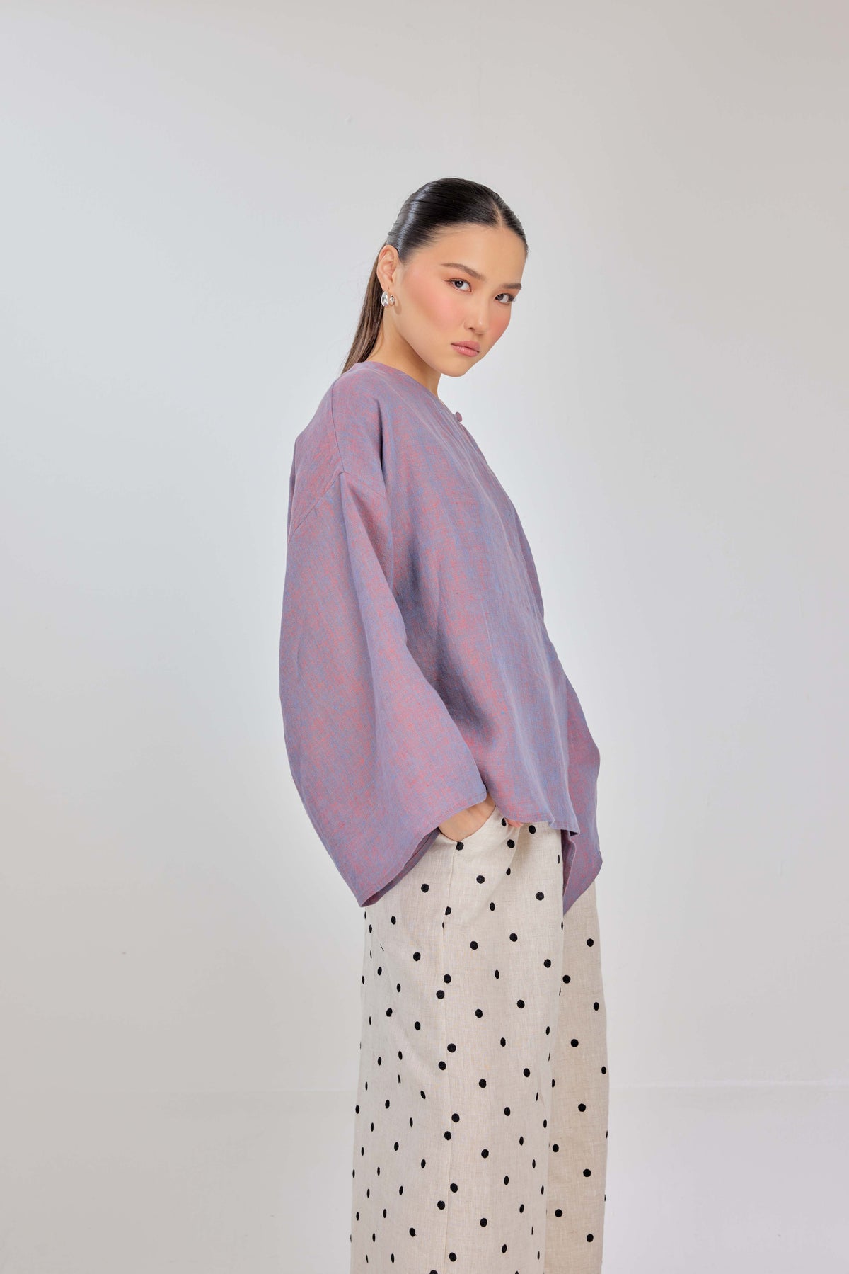 06 - Cosmic Dreams - Mélange Pure Linen Wrap Top