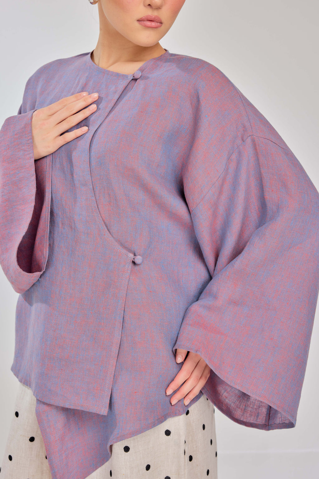 06 - Cosmic Dreams - Mélange Pure Linen Wrap Top