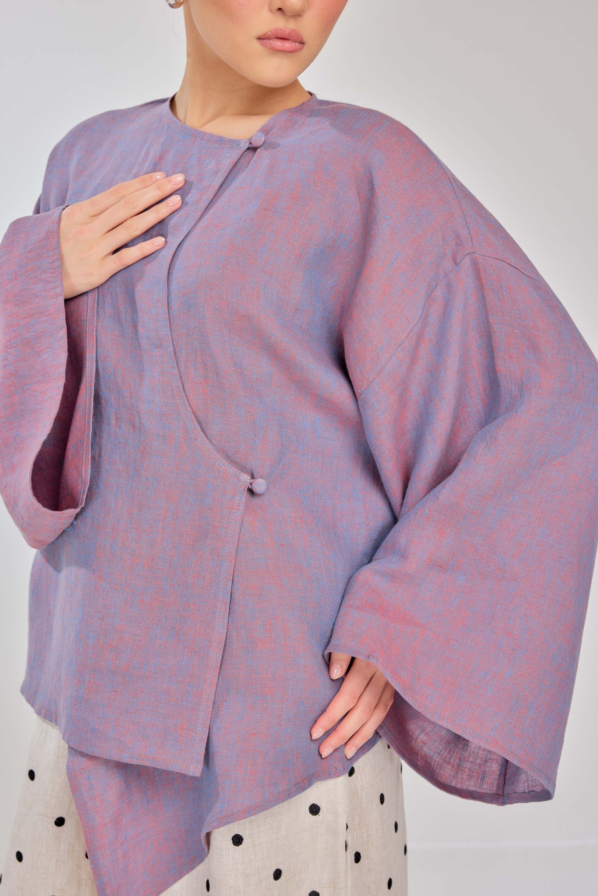 06 - Cosmic Dreams - Mélange Pure Linen Wrap Top