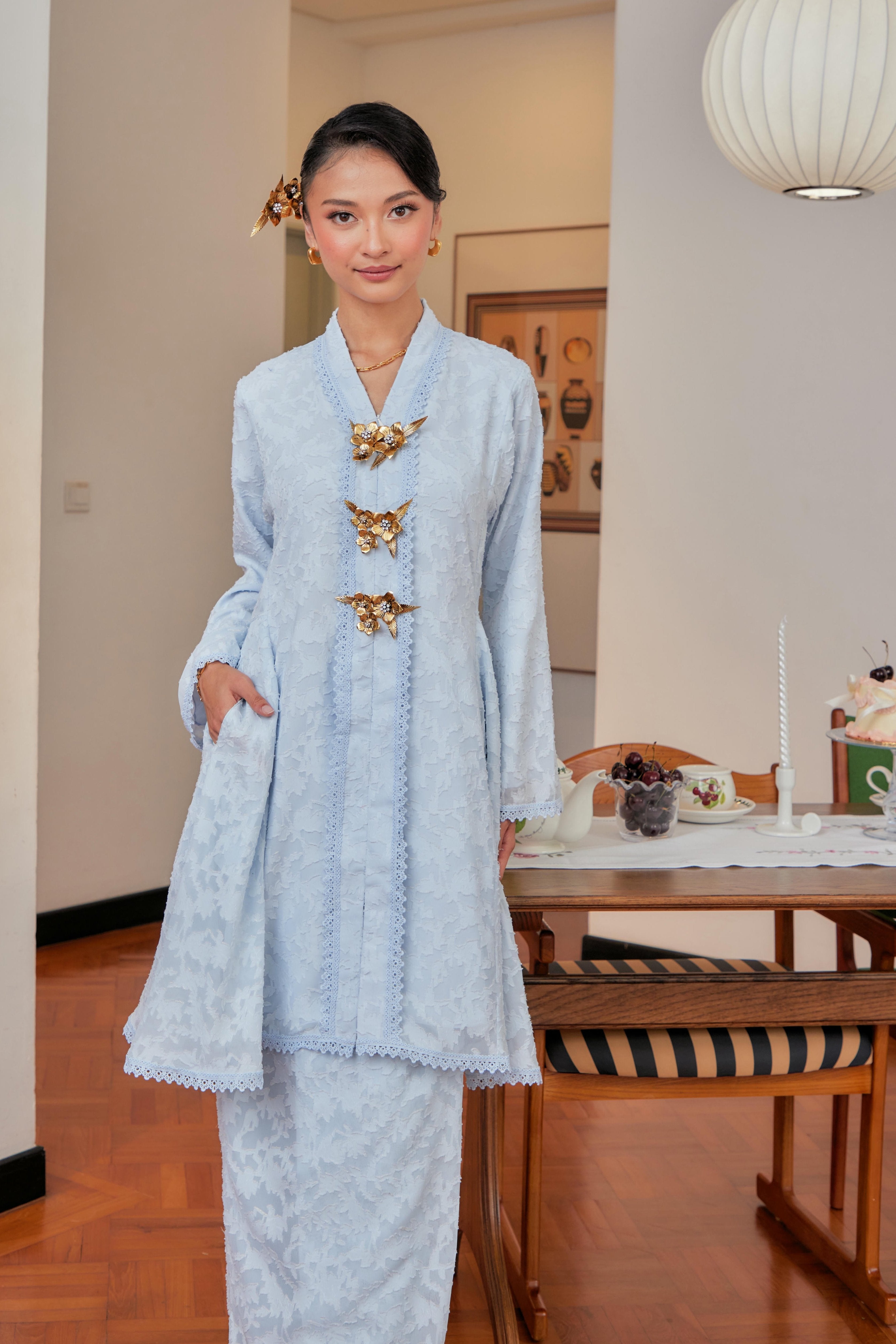 Jacquard Lace Kebaya Riau Set (Full Lining)