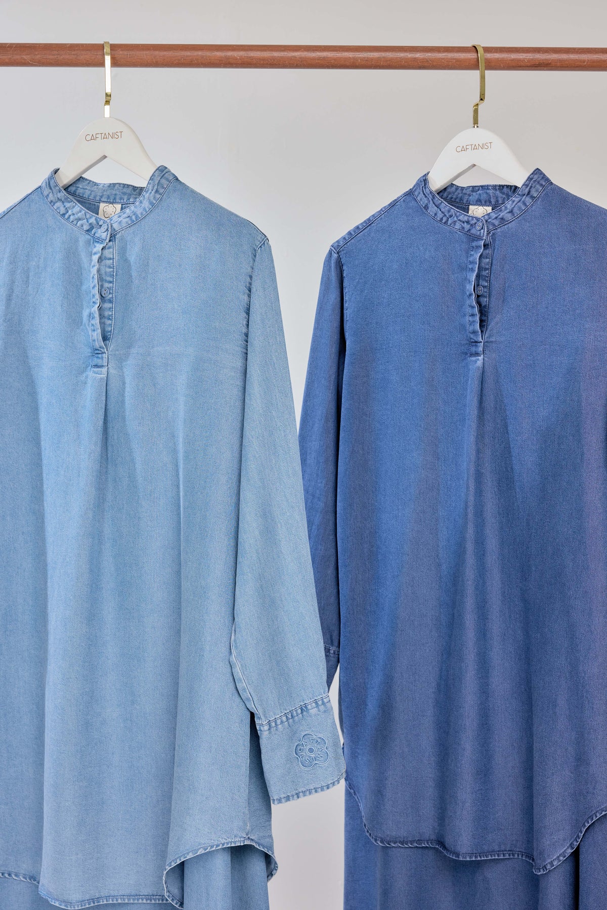 02 - Classic - Classic Fit 100% Lyocell Denim Shirt with A-line Skirt