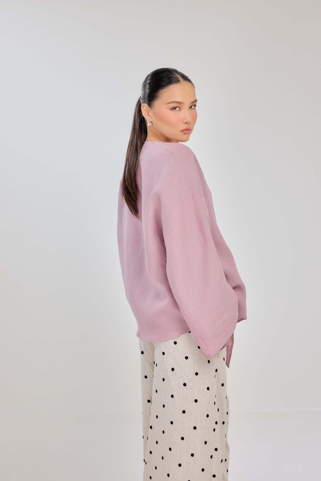 07 - Ballerina - Mélange Pure Linen Wrap Top