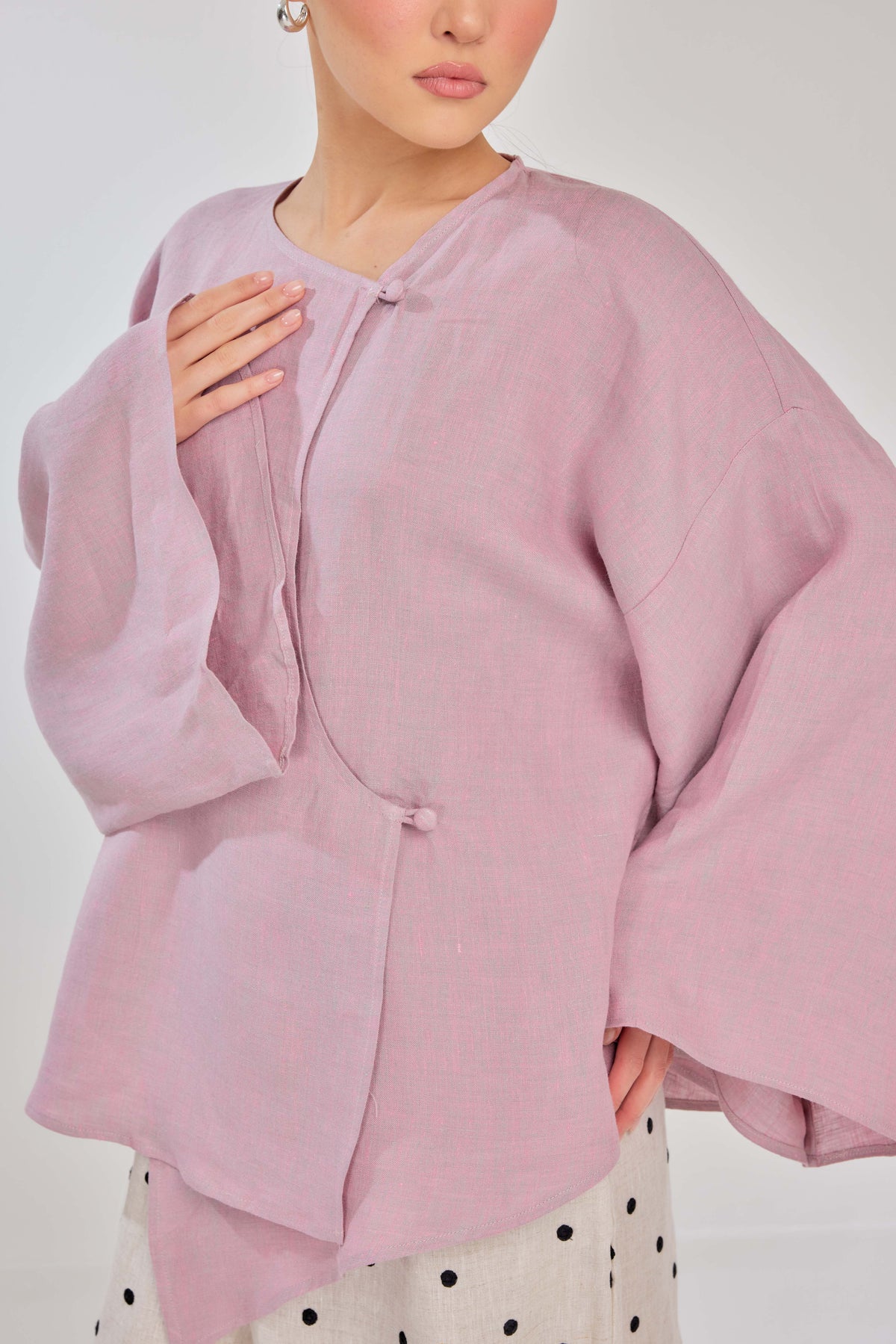 07 - Ballerina - Mélange Pure Linen Wrap Top