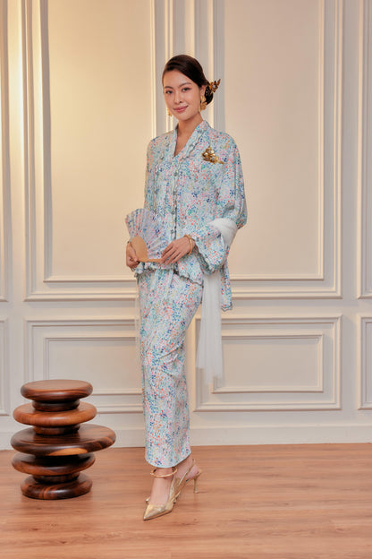 Summer Bloom - Indah Embroidery Kebaya with Matching Fan