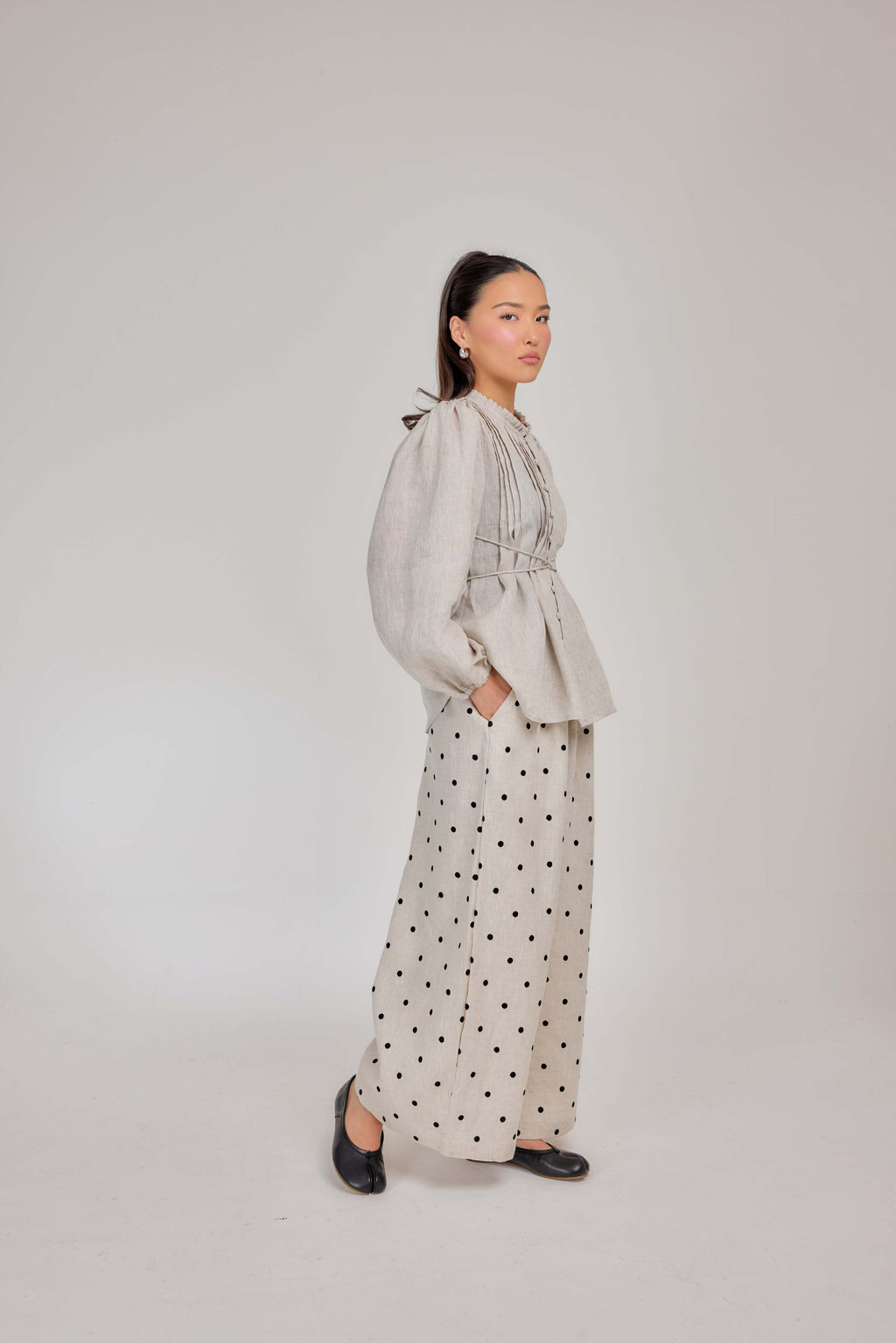 11 - The Daydream Tie-Waist Pure Linen Top in Natural Flax