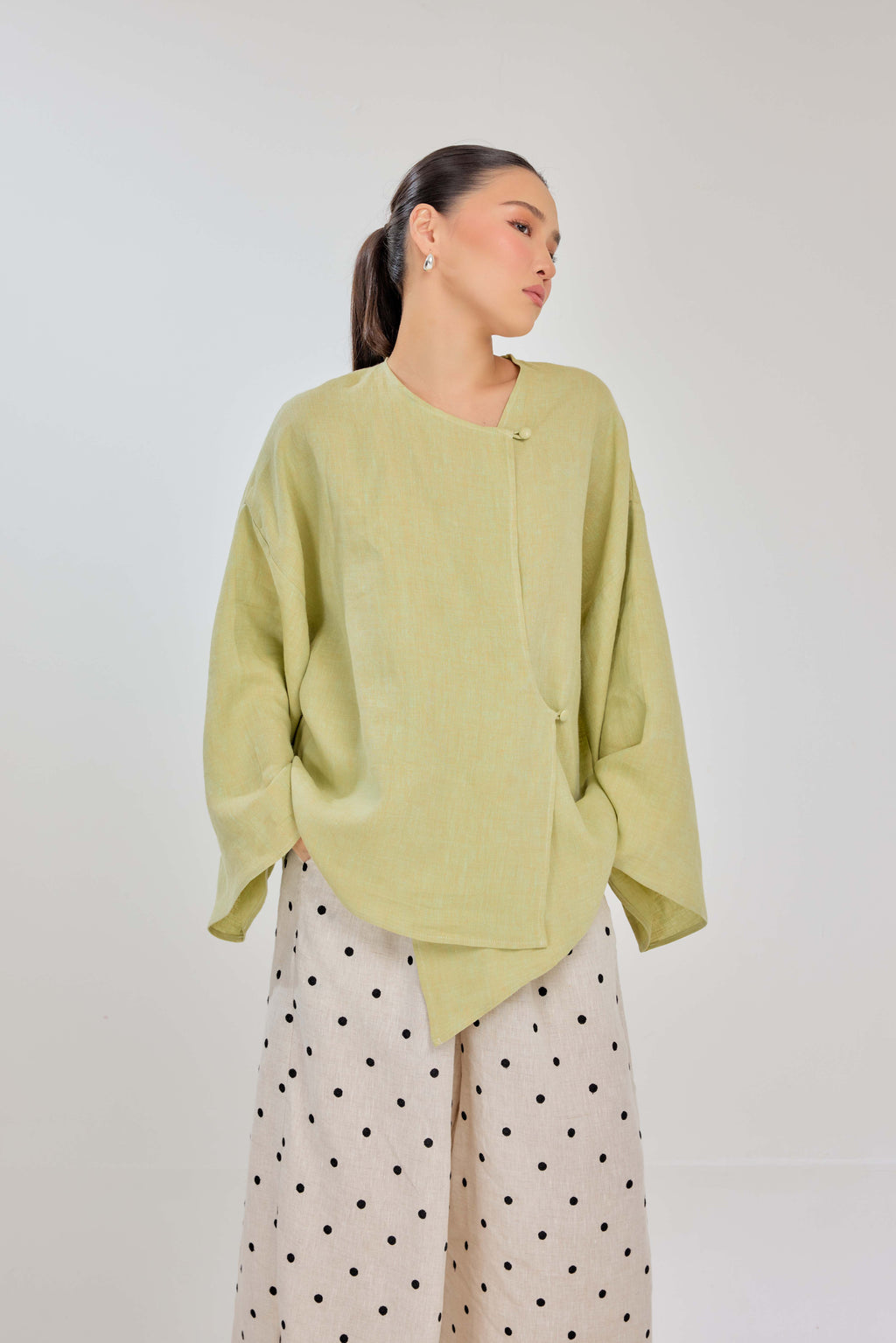 03 - Lime Punch - Mélange Pure Linen Wrap Top