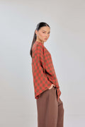 04 - Autumn - Checkered Pure Linen Wrap Top