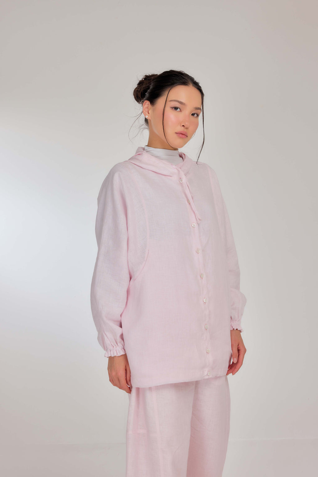 01 - Sweet Pea - Pure Hemp Linen Button-Up Hooded Jacket