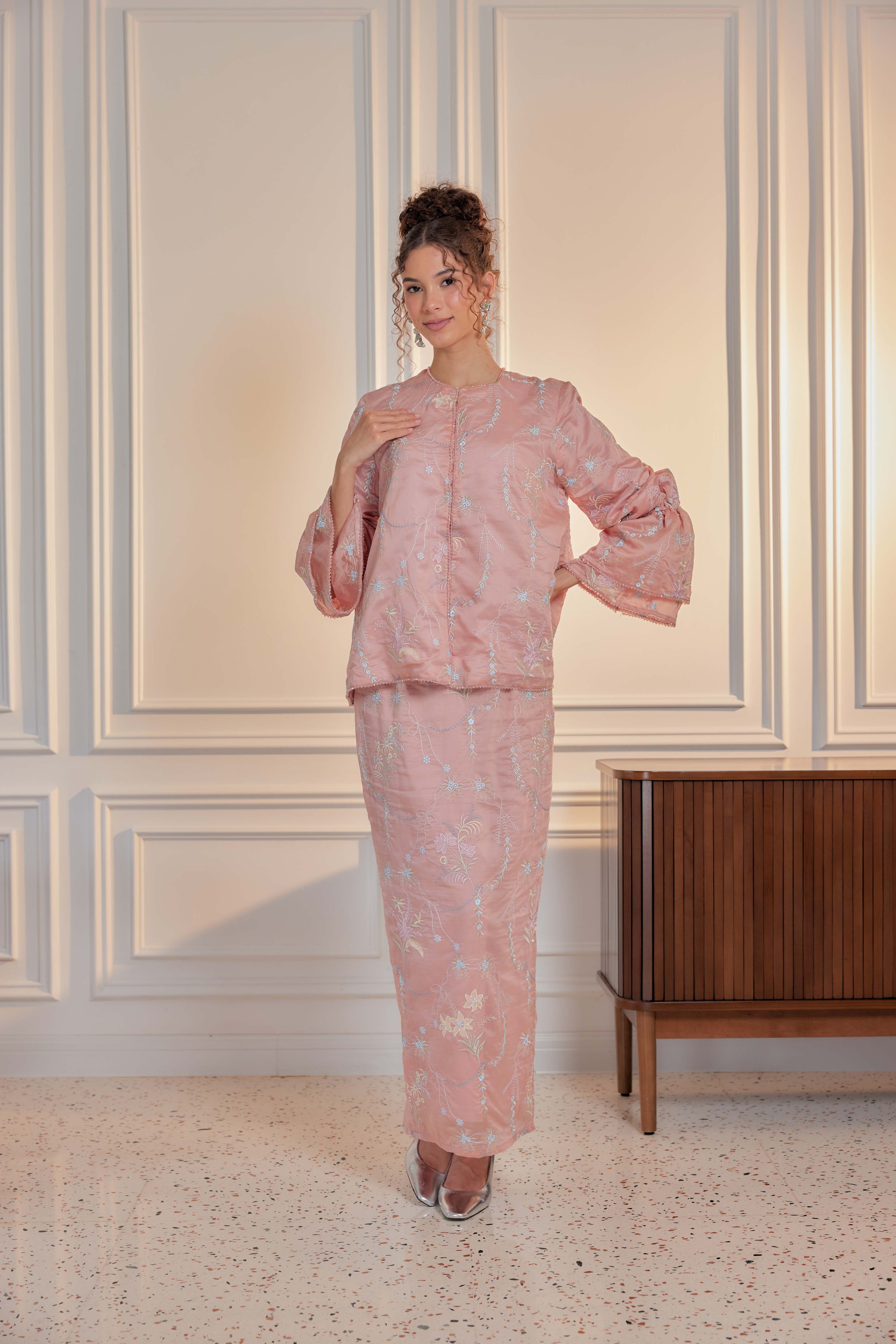 Terakota - Puspa Embroidered Kurung Beaded Edition (Fully Lined)