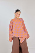 02 - Gelato - Checkered Pure Linen Wrap Top