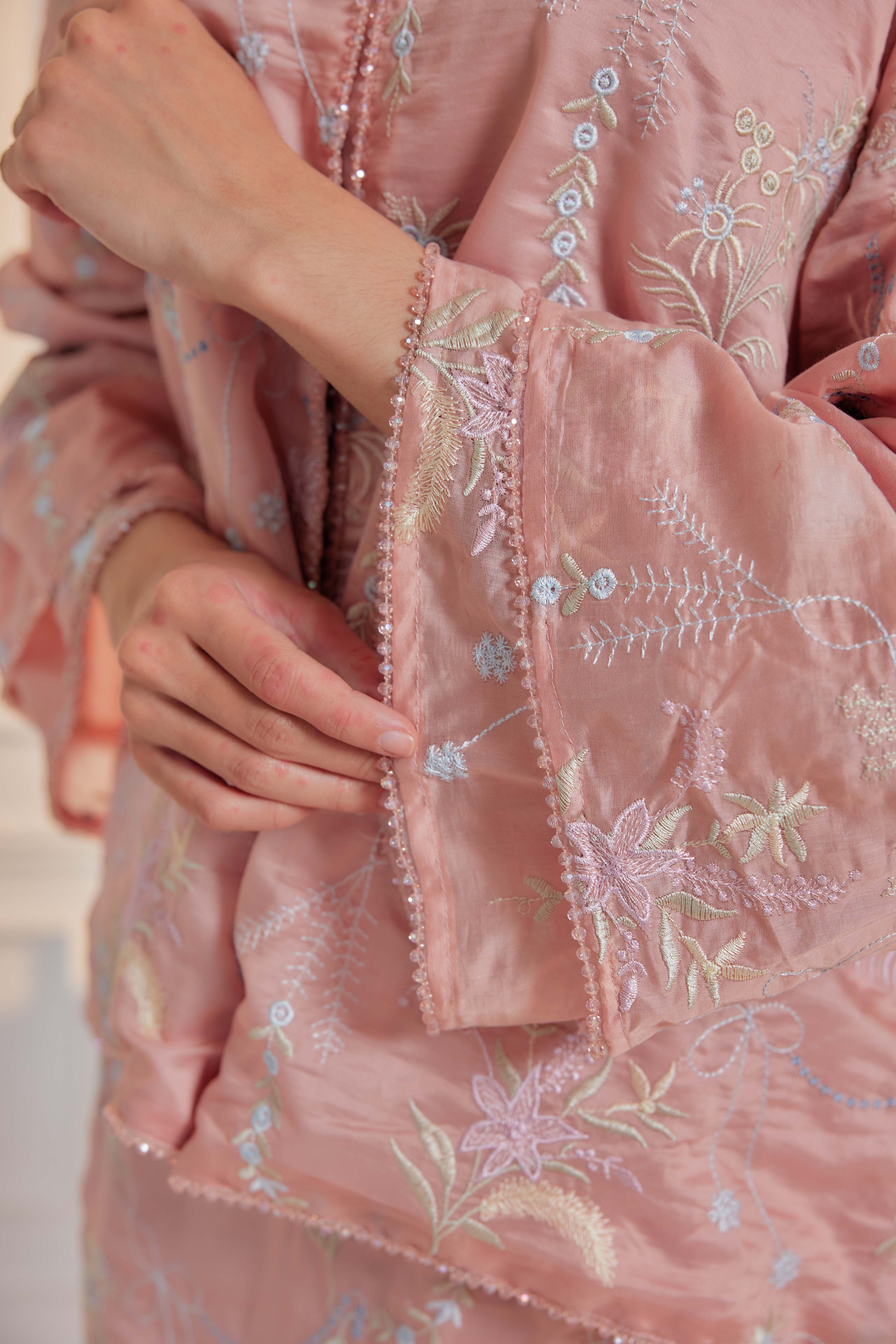 Terakota - Puspa Embroidered Kurung Beaded Edition (Fully Lined)