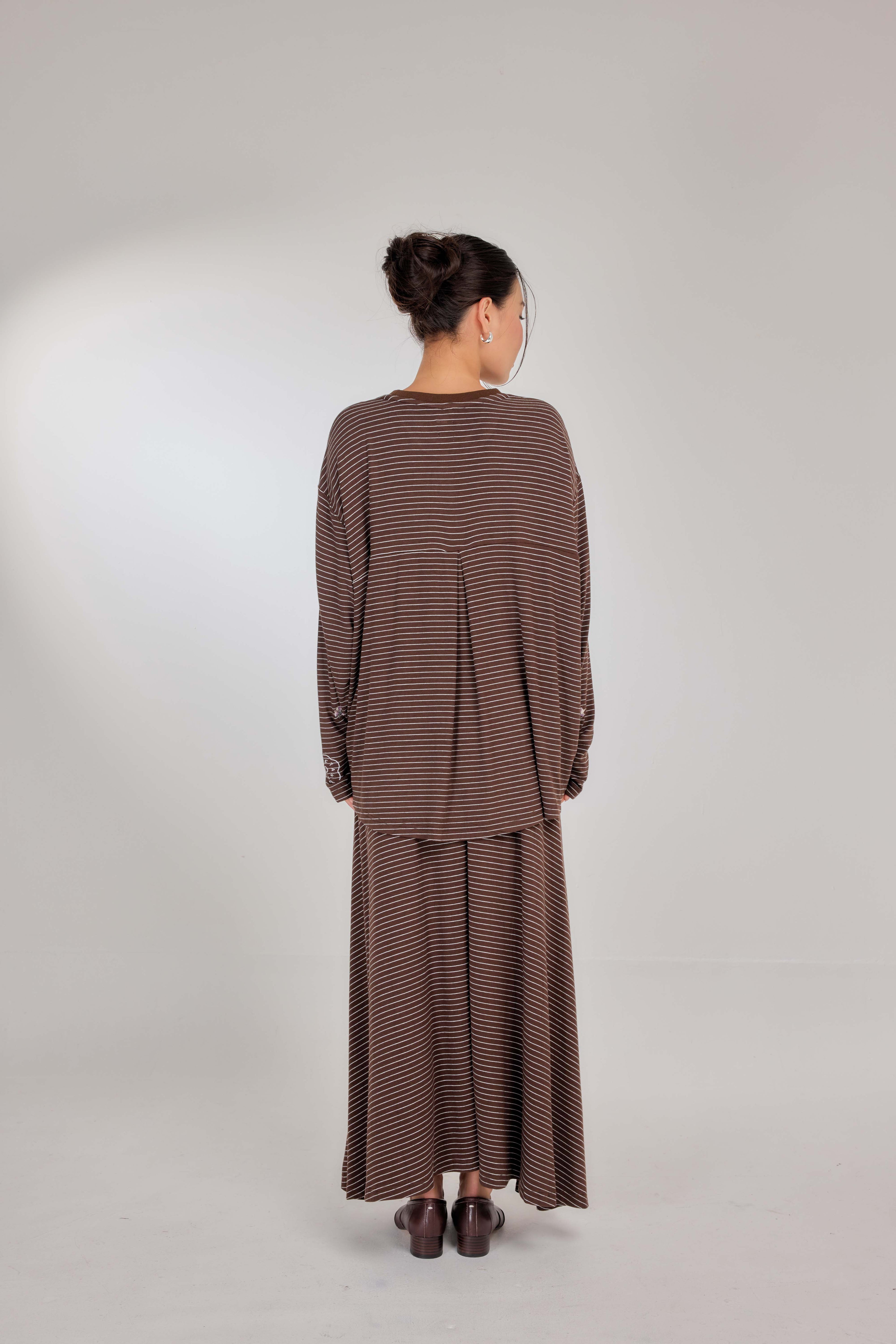 Embroidered Jardin Marinière Striped Two-Piece - Tiramisu