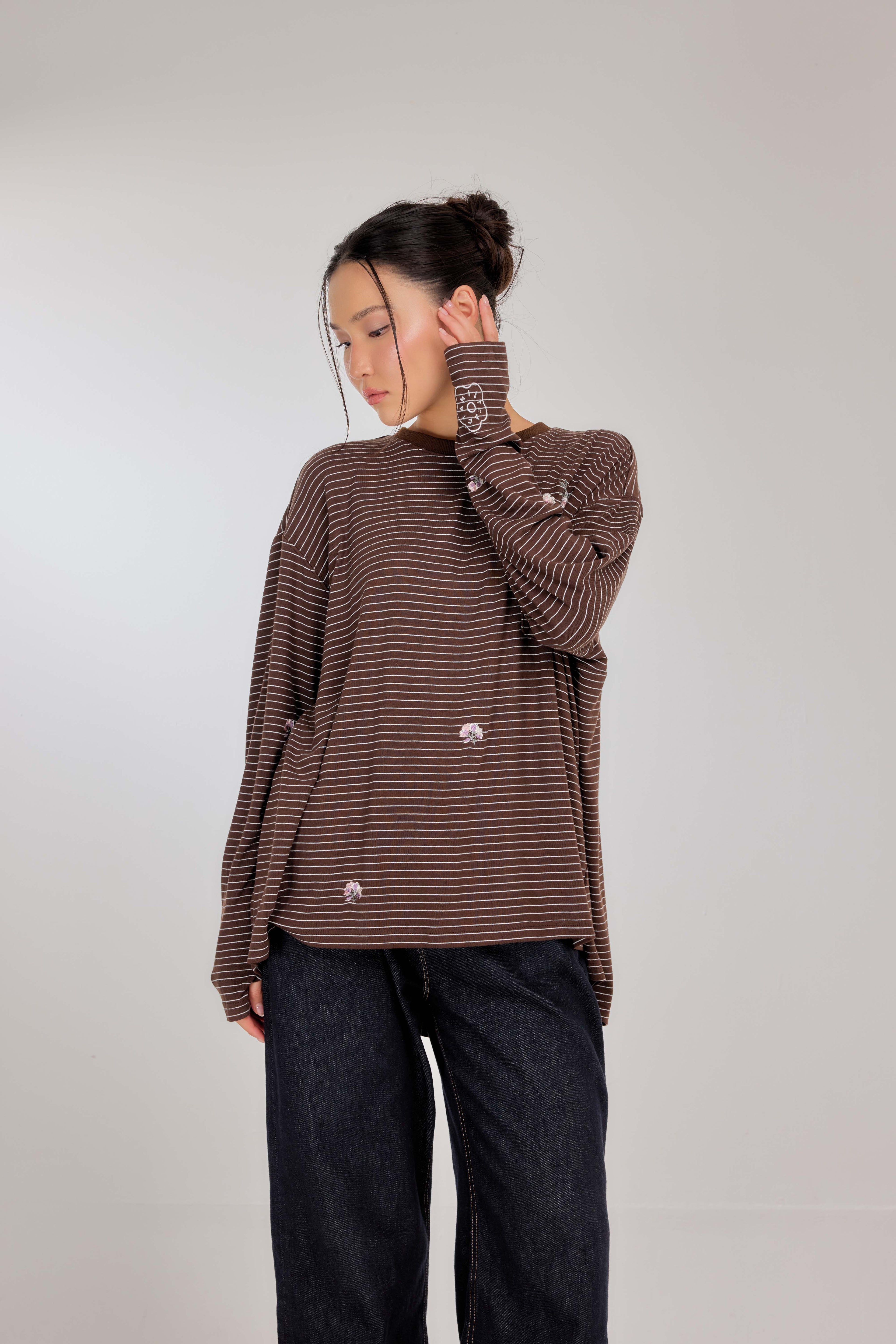 Embroidered Jardin Marinière Striped Two-Piece - Tiramisu