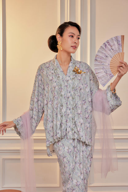 Iris Bloom - Indah Embroidery Kebaya with Matching Fan