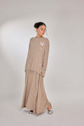 Embroidered Jardin Marinière Striped Two-Piece - Toffee Taupe