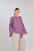 03 - Retro - Checkered Pure Linen Wrap Top