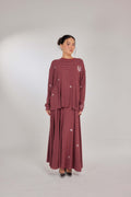 Embroidered Jardin Marinière Striped Two-Piece - Burgundy