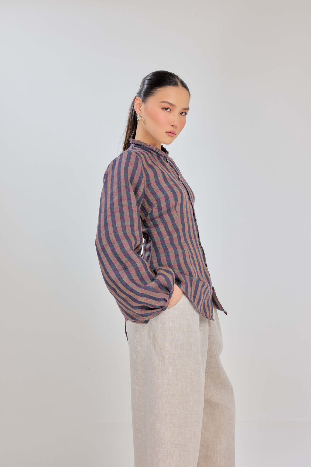 02 - Pageant Blue - Grand Tralala Pure Linen Shirt With Mother Of Pearl Buttons