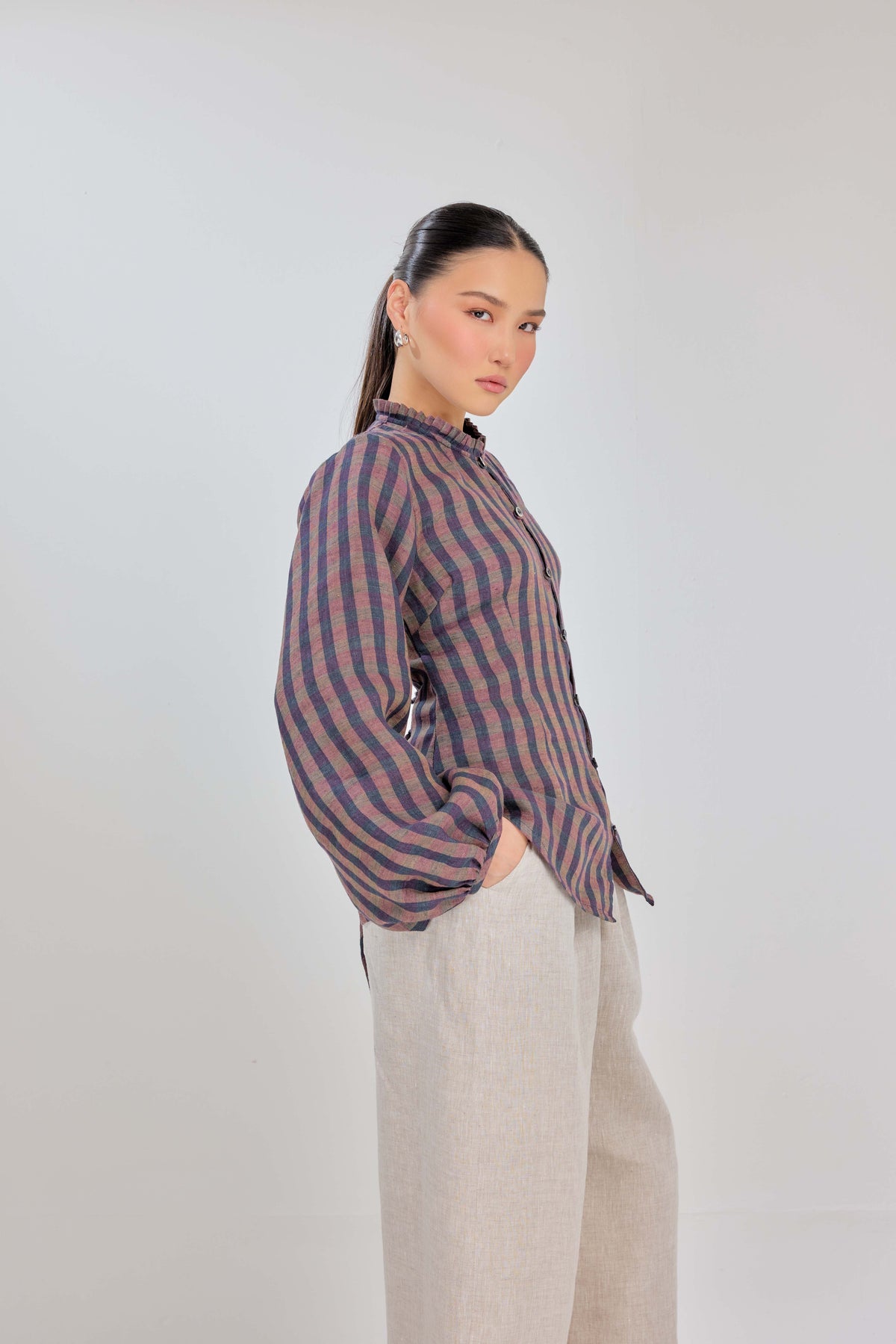 02 - Pageant Blue - Grand Tralala Pure Linen Shirt With Mother Of Pearl Buttons
