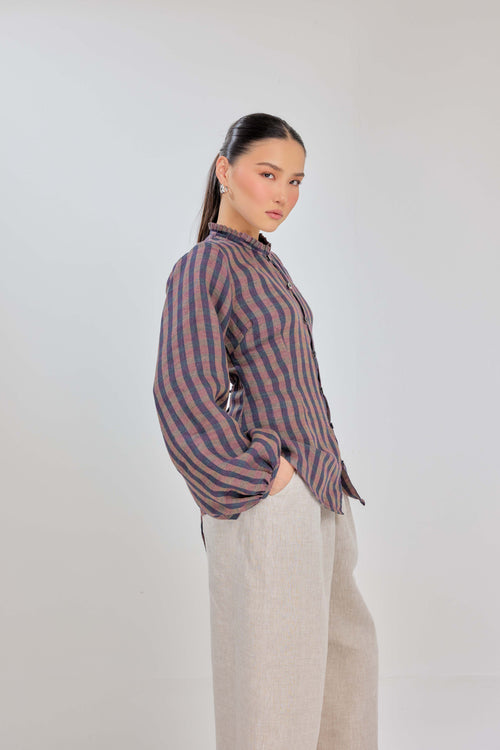 02 - Pageant Blue - Grand Tralala Pure Linen Shirt With Mother Of Pearl Buttons