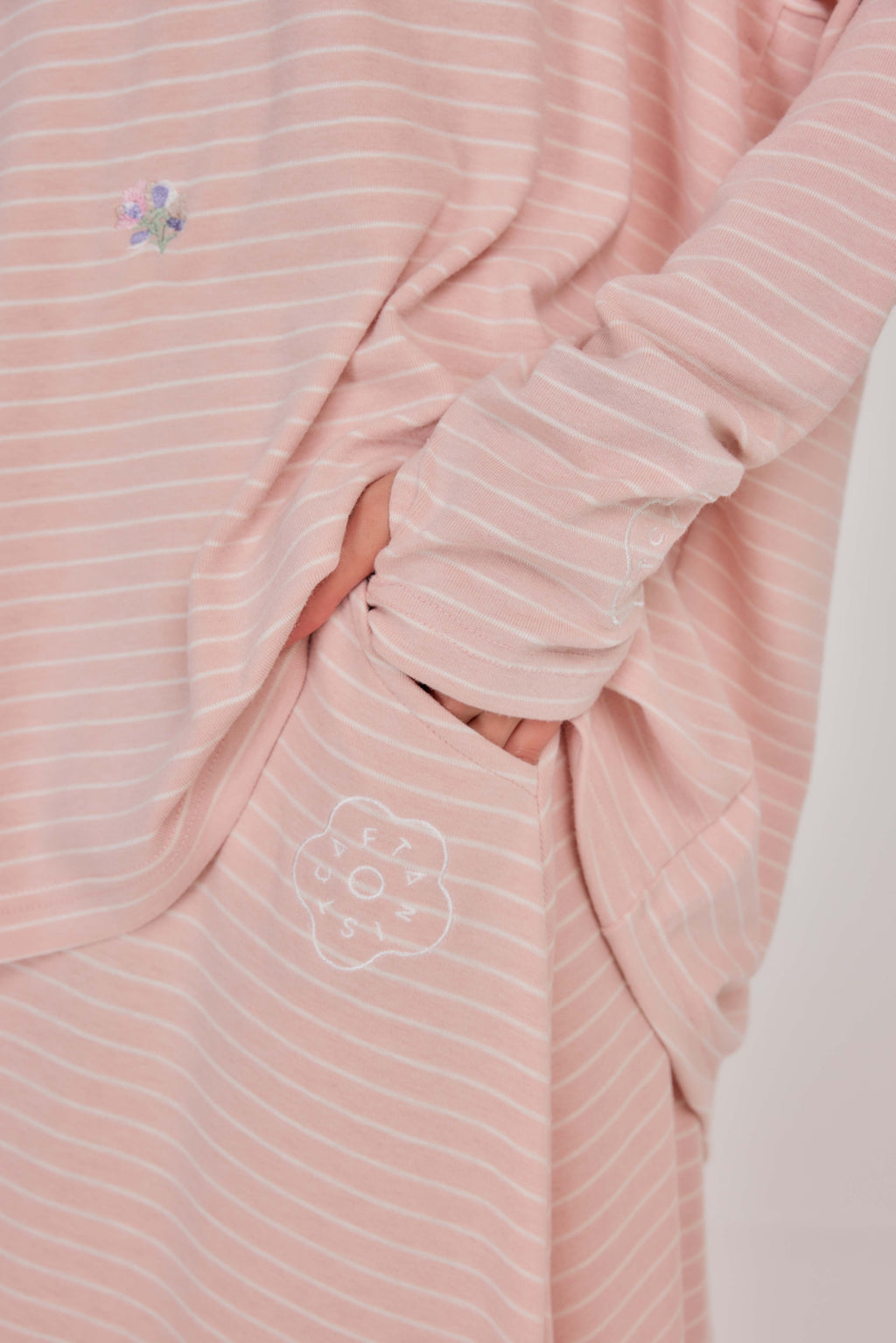 Embroidered Jardin Marinière Striped Two-Piece - Penelope Pink