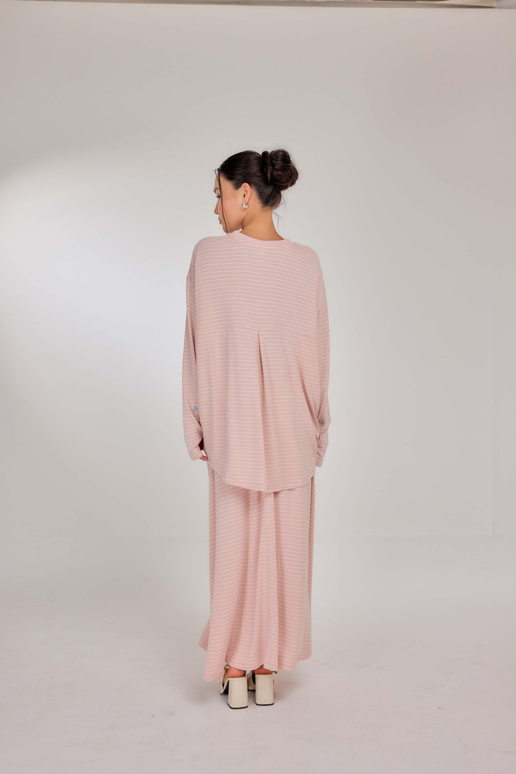 Embroidered Jardin Marinière Striped Two-Piece - Penelope Pink