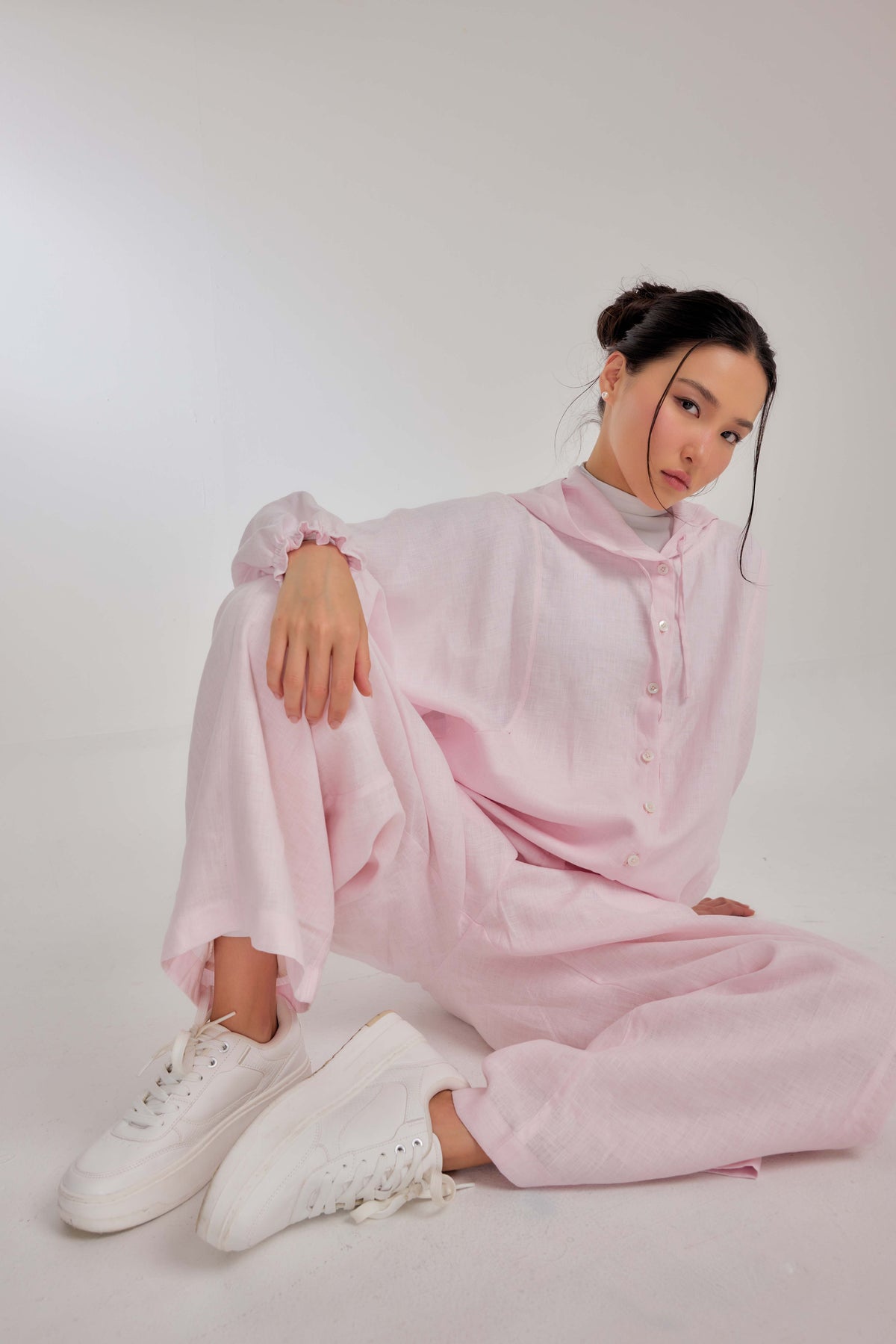 01 - Sweet Pea - Pure Hemp Linen Button-Up Hooded Jacket