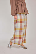 11 - Relaxed Barrel Plaid Pure Linen Pants in Sunday Brunch
