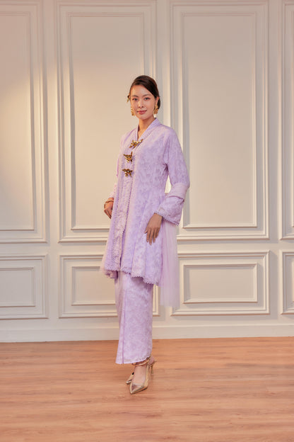 Fairy Lilac - Jacquard Lace Kebaya Riau Set (Full Lining)