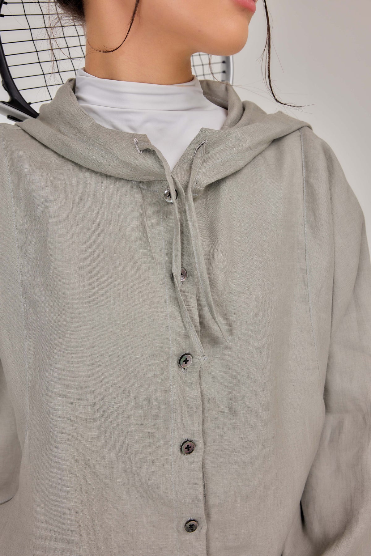 02 - Urban - Pure Hemp Linen Button-Up Hooded Jacket