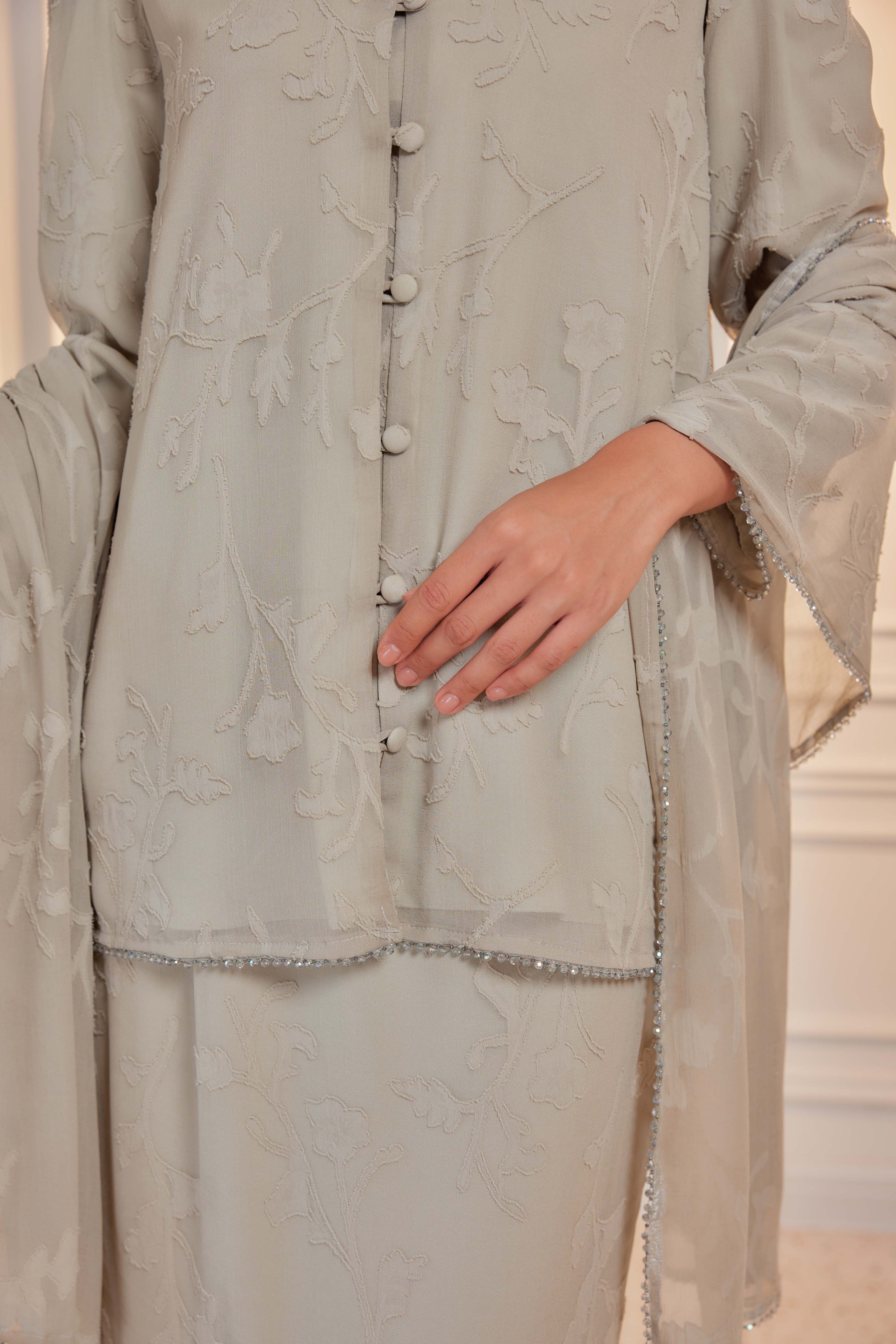 Indah Pelangi Kebarung in Teh Hijau – The Beaded Edition, Fully Lined