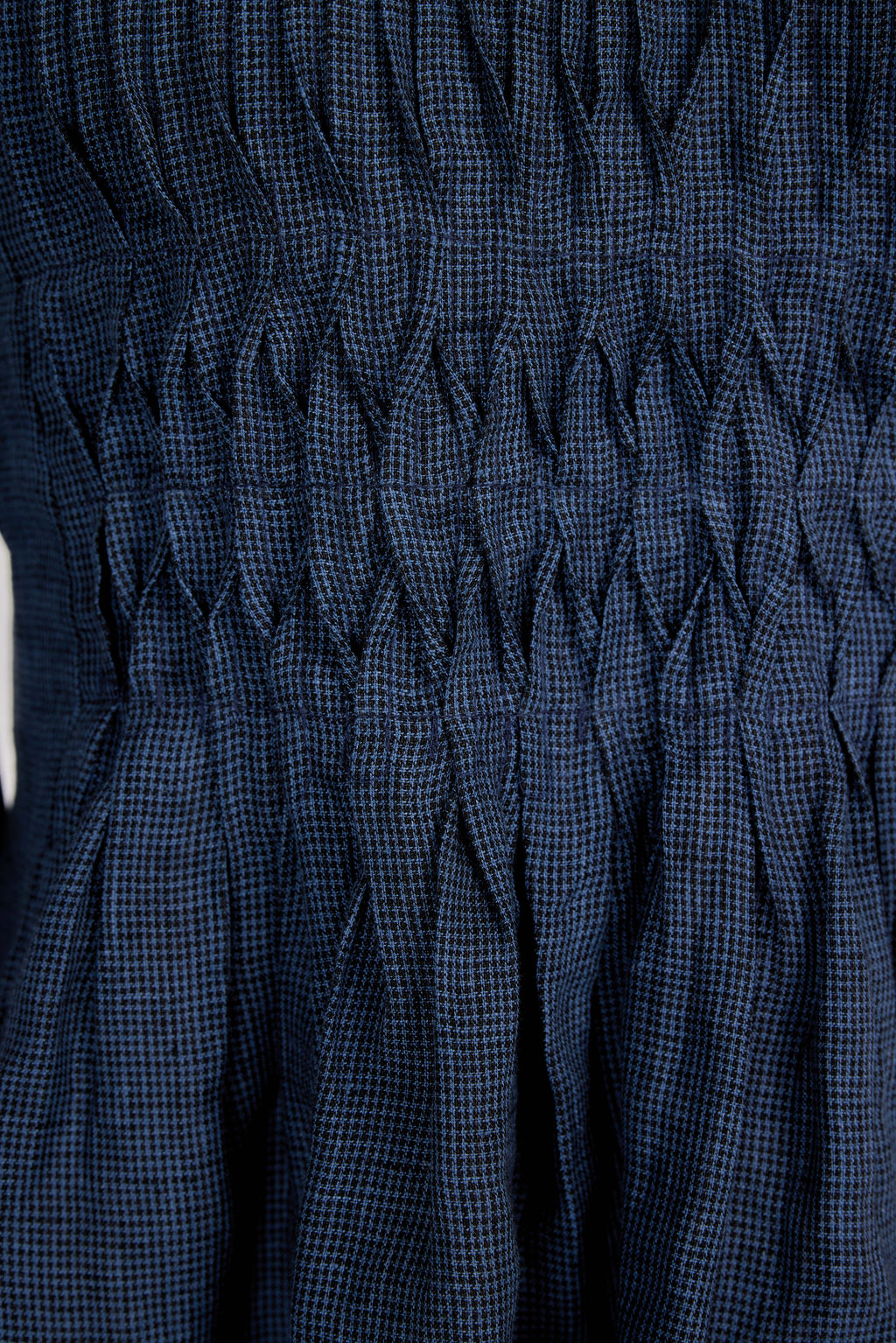 13 - Memento Pleated Lace-Up Micro-Check Pure Linen Top in Cosmic