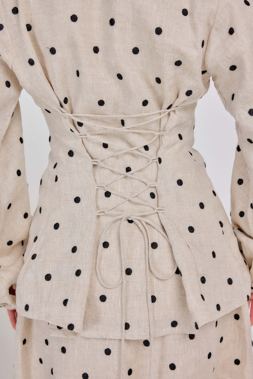 04 - Embroidered Polka Dot Pure Grand Tralala Top in Oatmeal & Onyx