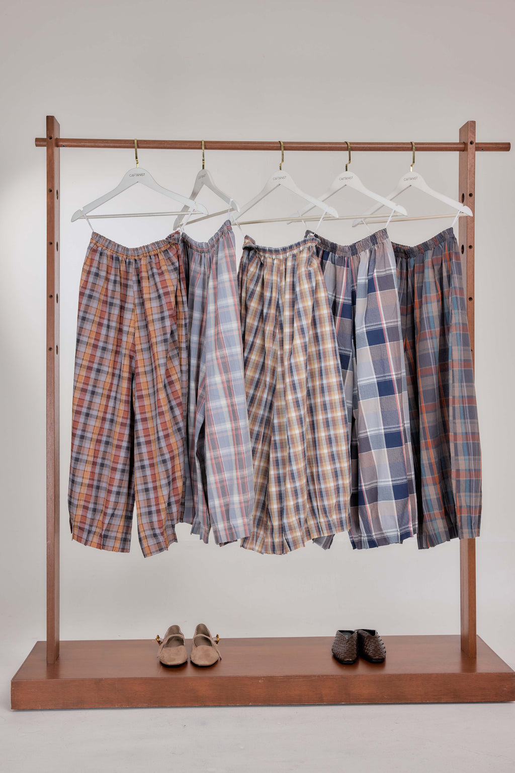 01 - Rosewood Tartan - Pleated Barrel-leg Pants