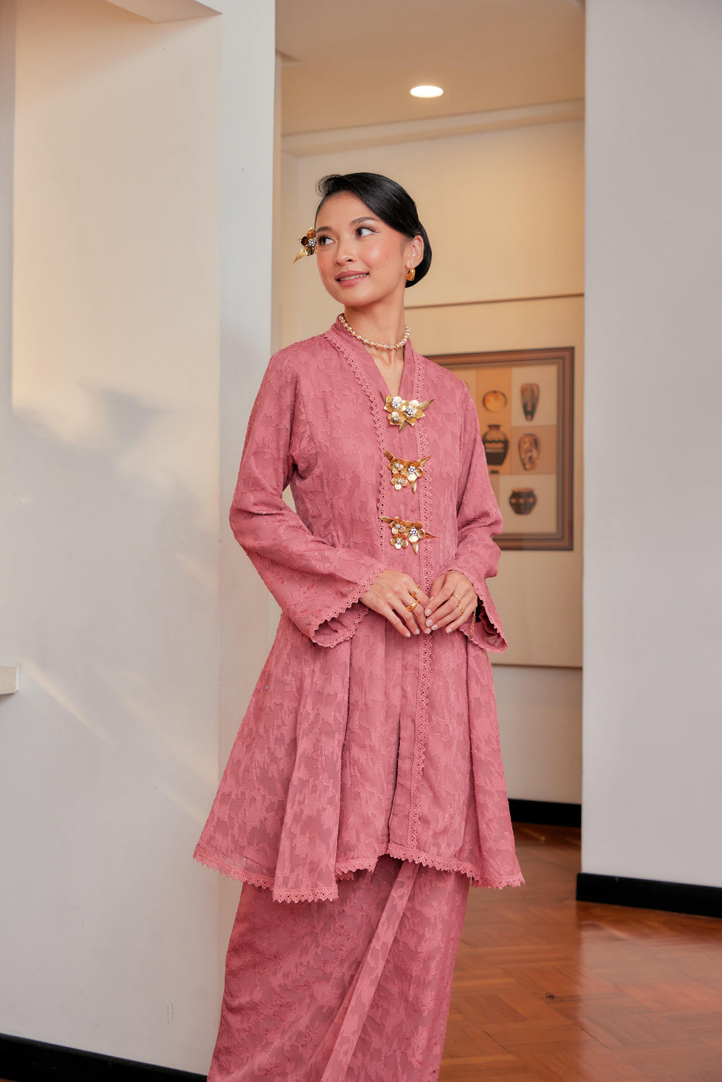 Jacquard Lace Kebaya Riau Set (Full Lining)