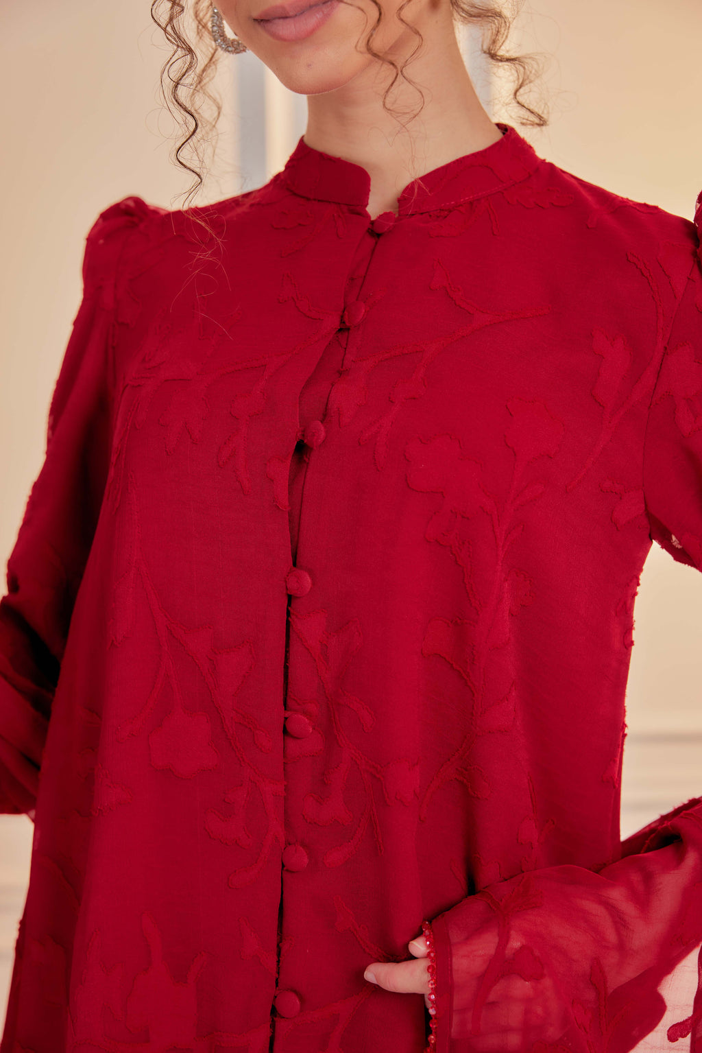 Indah Pelangi Kebarung in Merah Delima – The Beaded Edition, Fully Lined