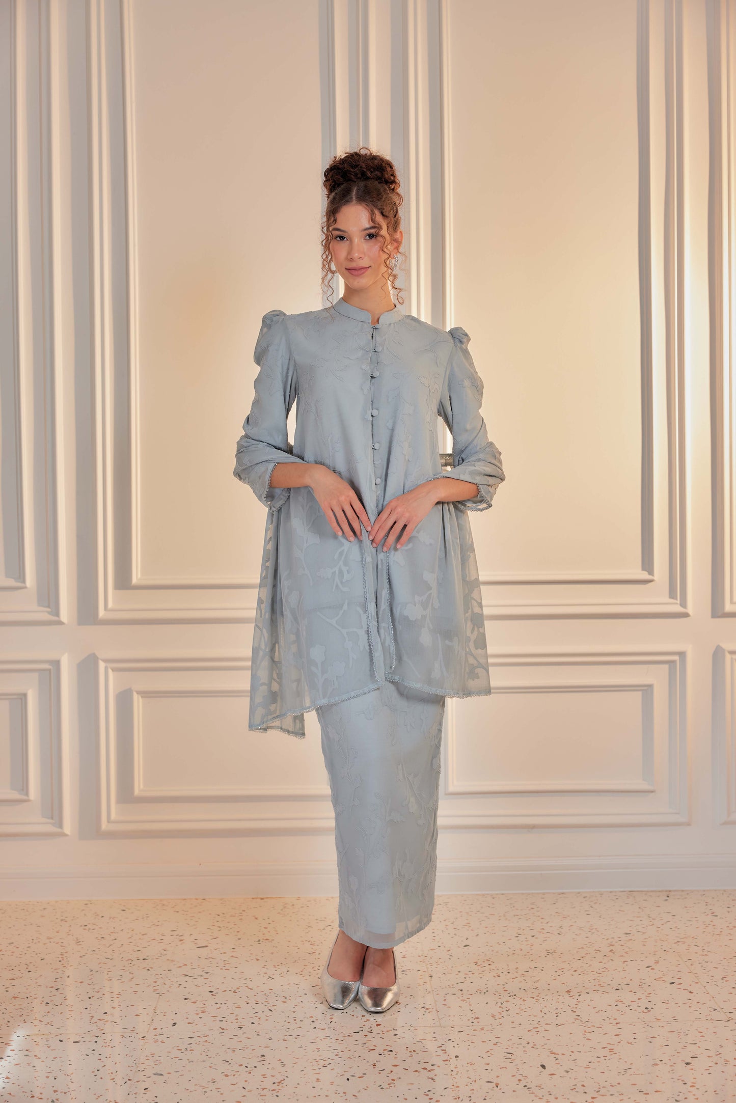 Indah Pelangi Kebarung in Bayu Biru – The Beaded Edition, Fully Lined