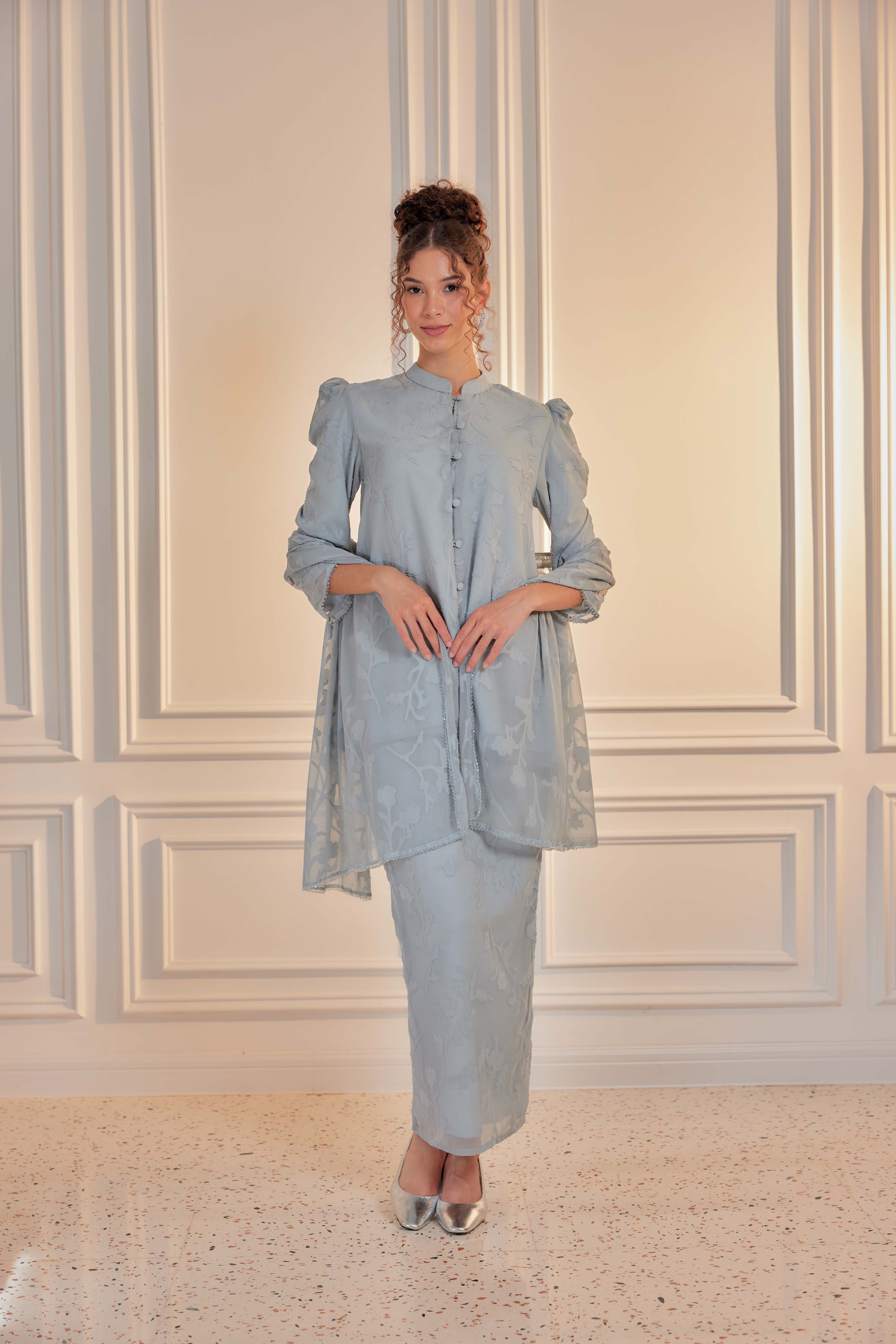 Indah Pelangi Kebarung in Bayu Biru – The Beaded Edition, Fully Lined