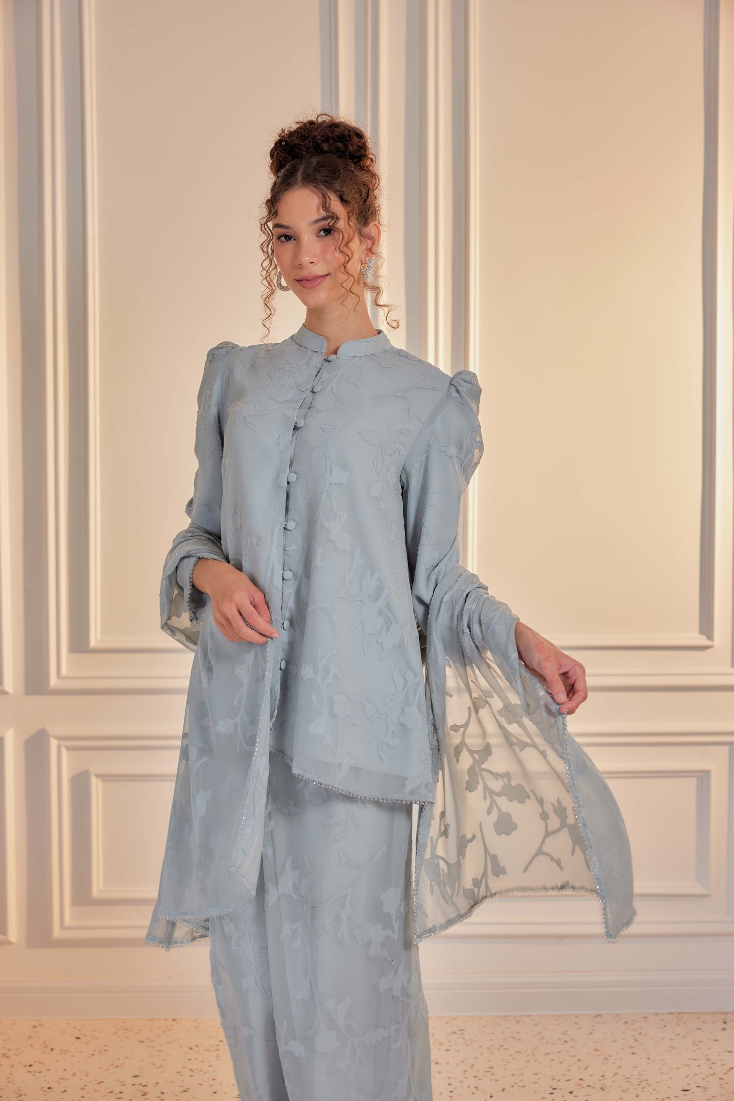 Indah Pelangi Kebarung in Bayu Biru – The Beaded Edition, Fully Lined