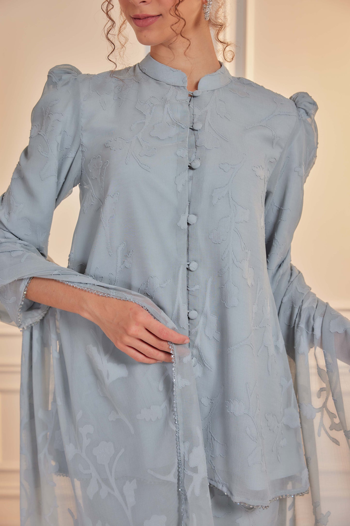Indah Pelangi Kebarung in Bayu Biru – The Beaded Edition, Fully Lined