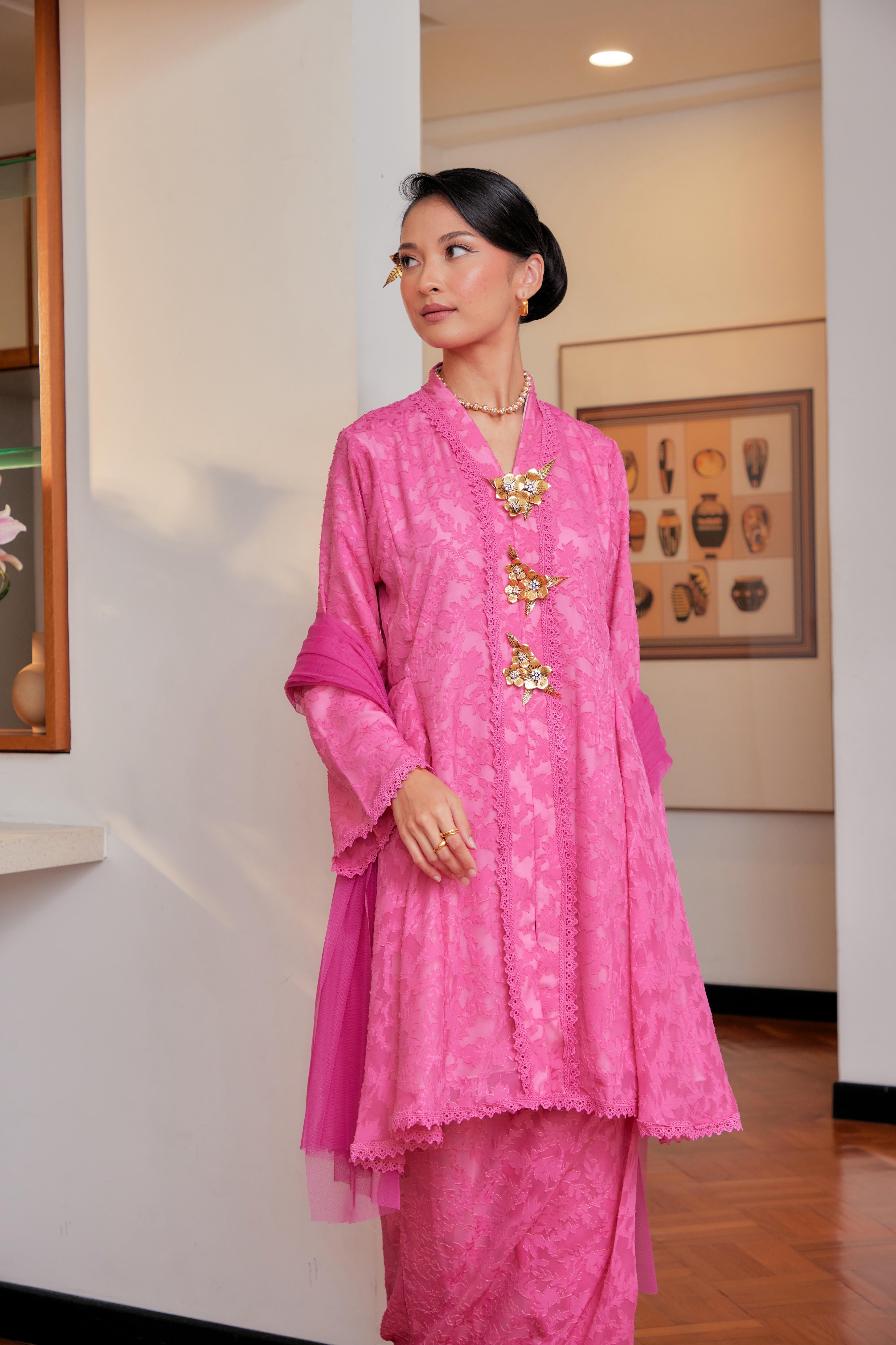 Jacquard Lace Kebaya Riau Set (Full Lining)