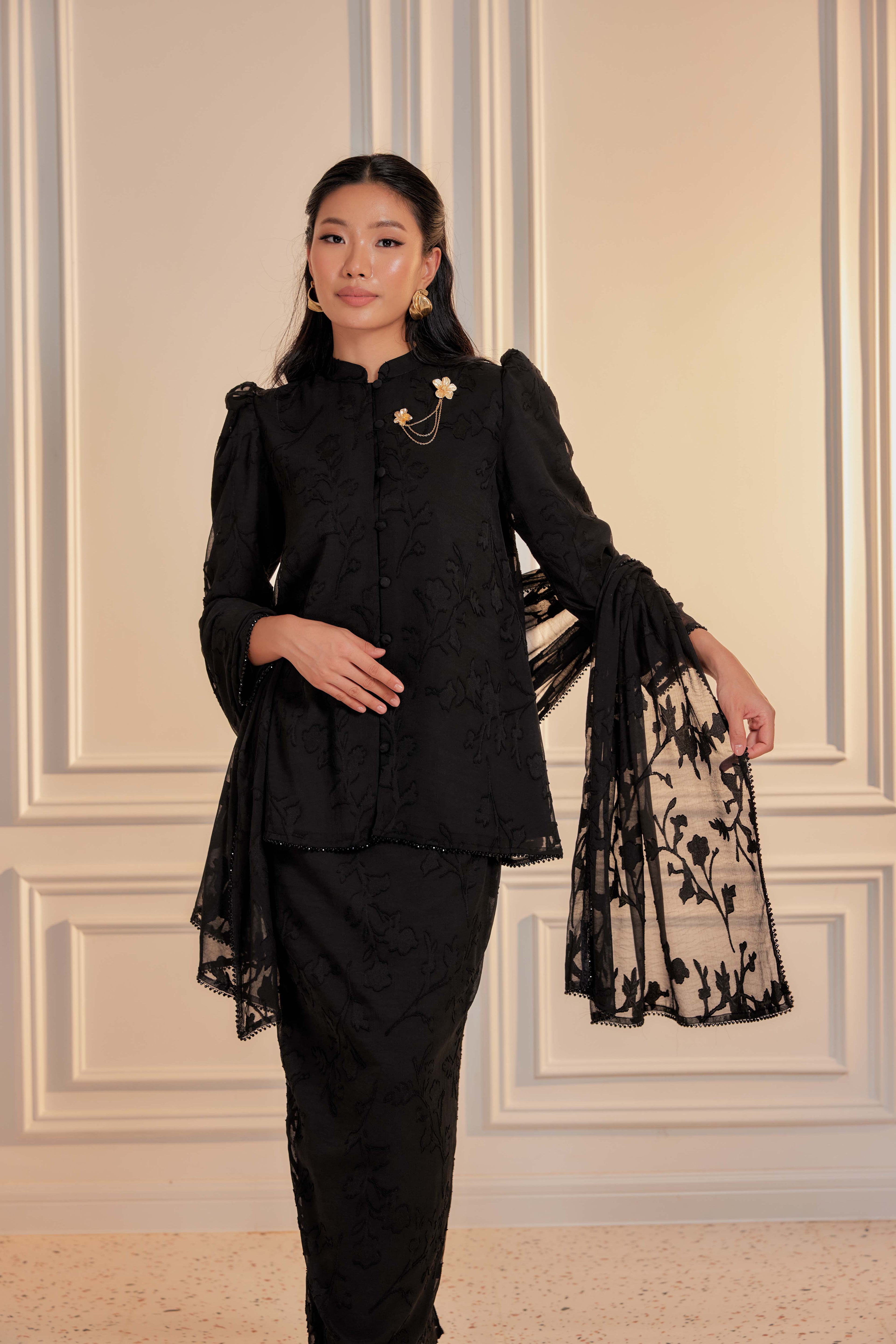 Indah Pelangi Kebarung in Hetam Manis – The Beaded Edition, Fully Lined