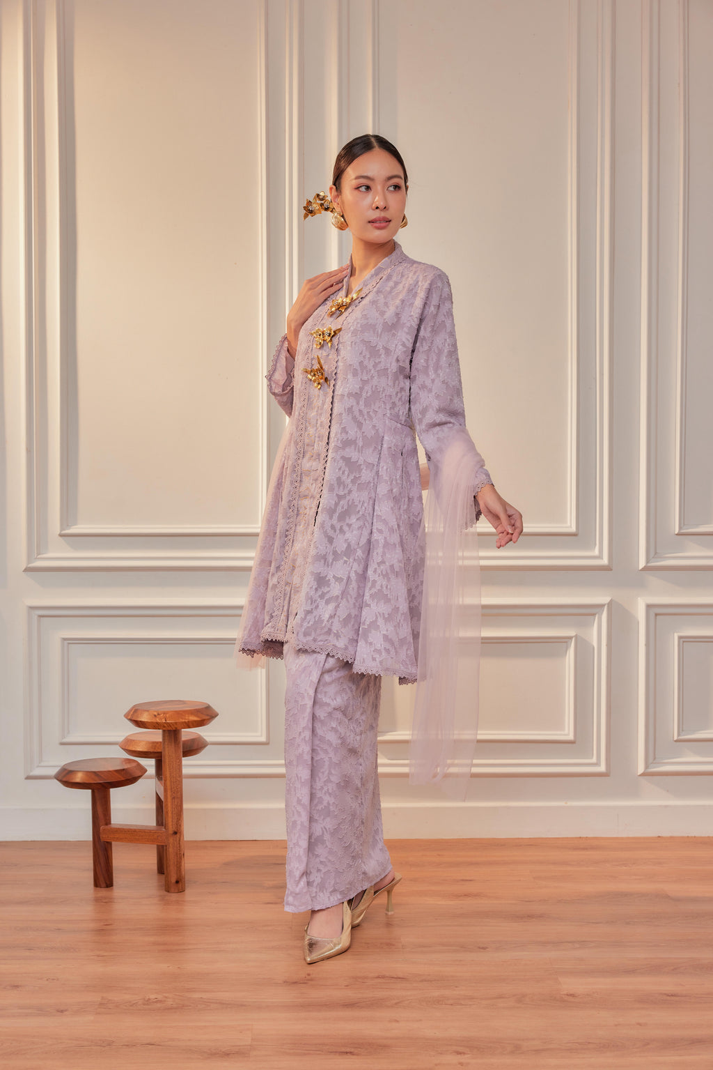Jacquard Lace Kebaya Riau Set (Full Lining)