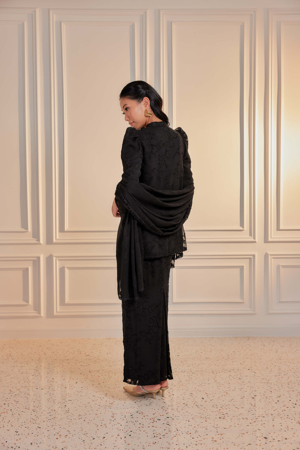 Indah Pelangi Kebarung in Hetam Manis – The Beaded Edition, Fully Lined