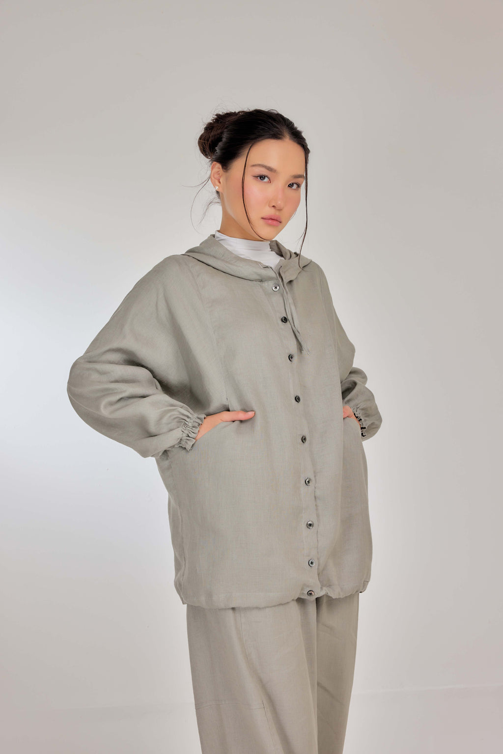 02 - Urban - Pure Hemp Linen Button-Up Hooded Jacket